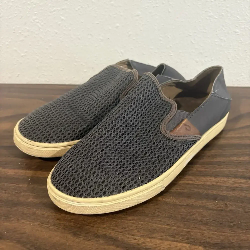 OluKai Pehuea Slip‎ On Gray Mesh Casual Sneakers Shoes Womens Size 8.5